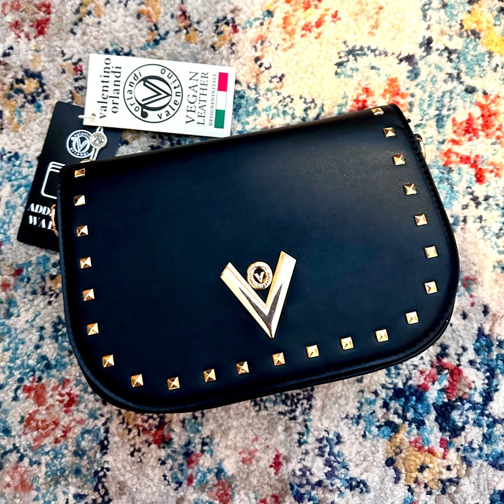 NWT Valentino Orlandi Black Studded Crossbody